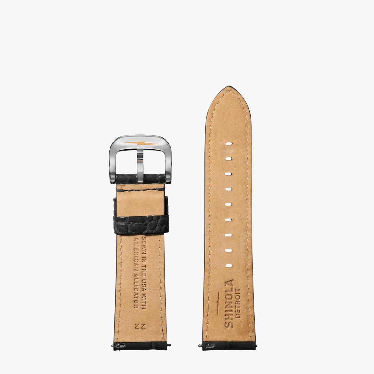 Shinola Genuine Alligator Watch Strap - Black 20mm L