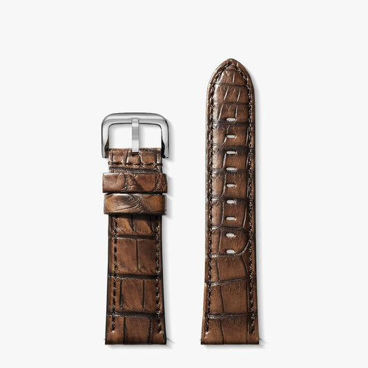 Shinola Genuine Alligator Watch Strap - Brown 24mm