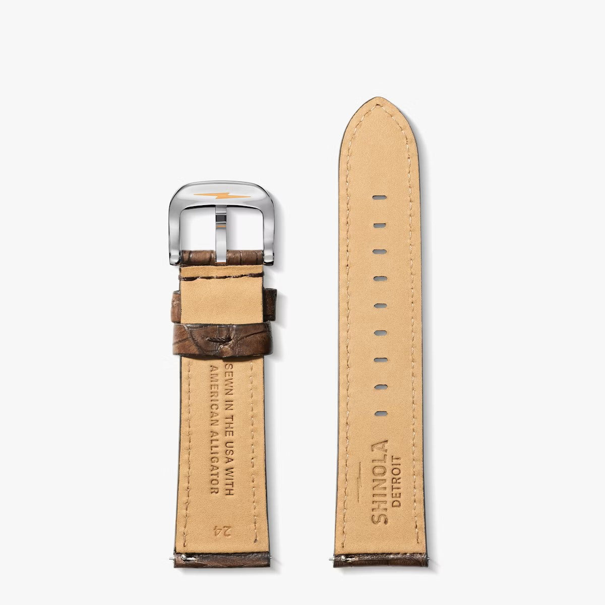 Shinola Genuine Alligator Watch Strap - Brown 24mm