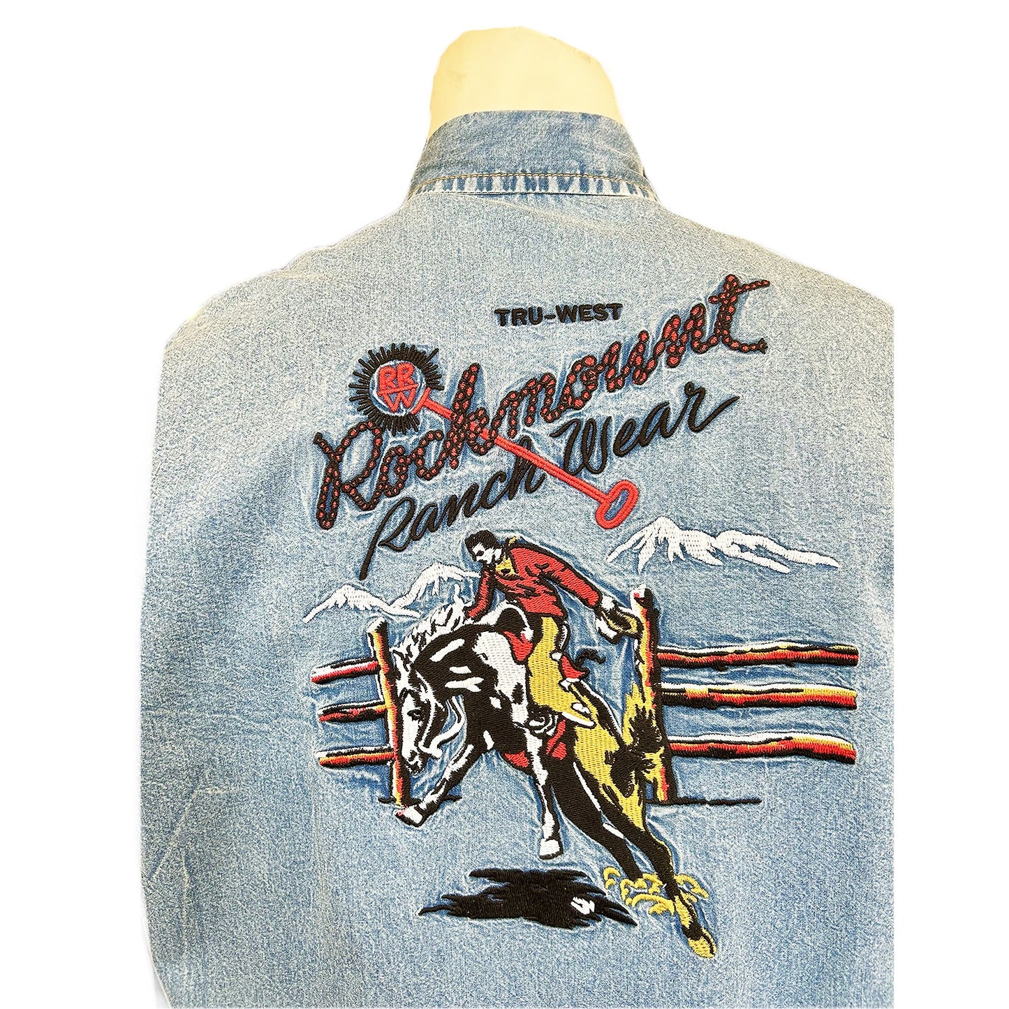 Men’s Rockmount Vintage Denim Bronc Embroidered Western Shirt