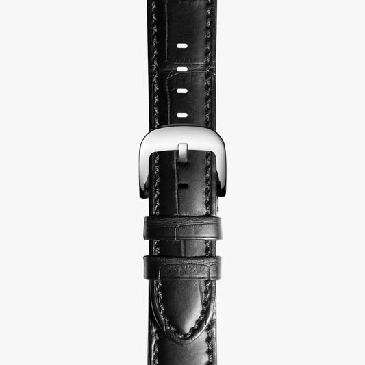 Shinola Genuine Alligator Watch Strap - Matte Black 22mm