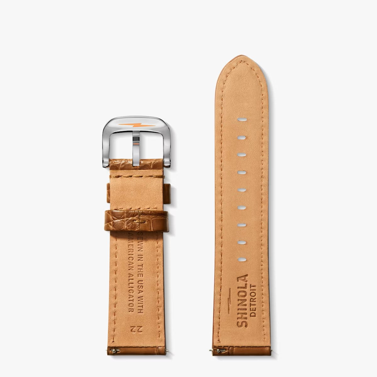Shinola Genuine Alligator Watch Strap - Cognac 20mm
