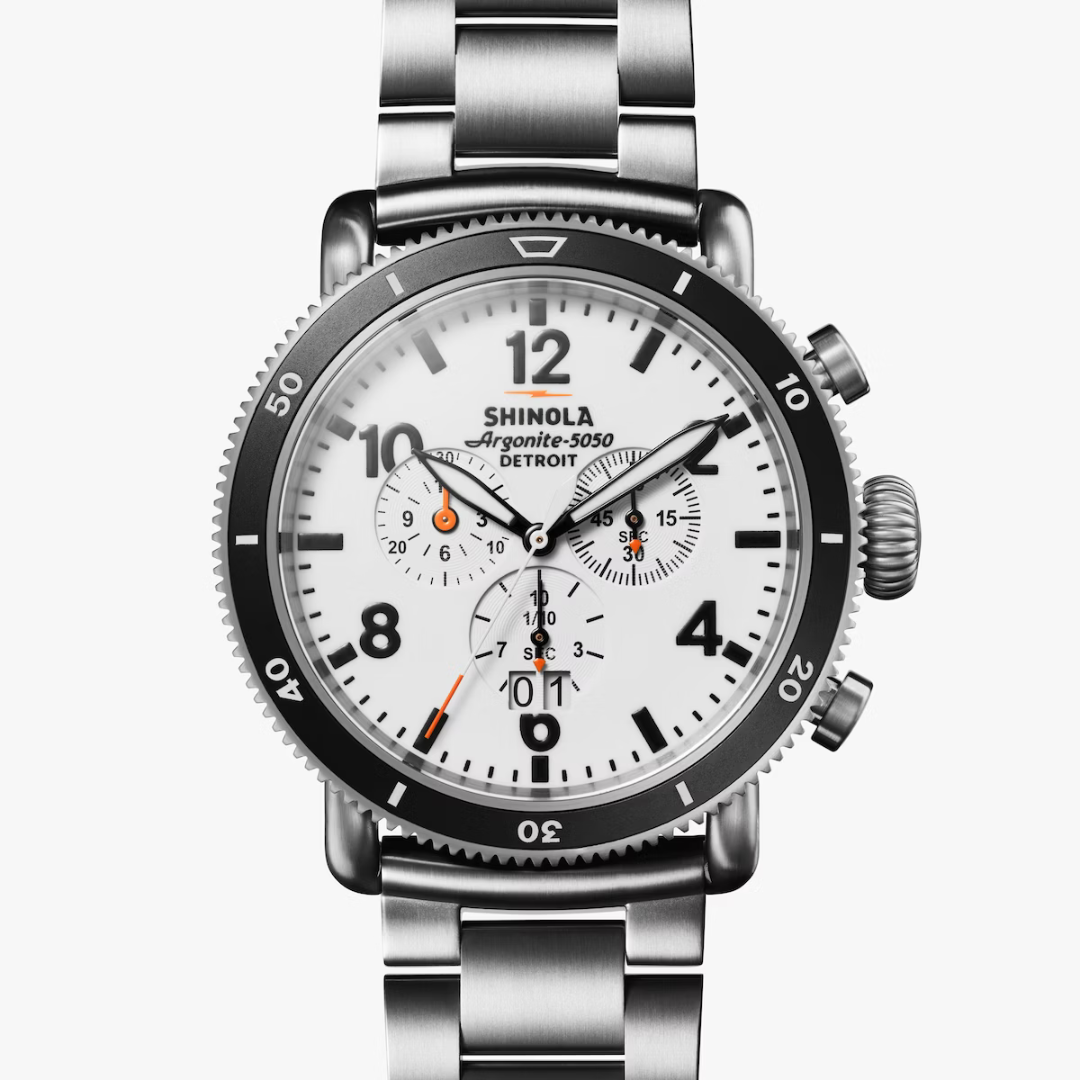 Shinola Men's Watch White Hurricane Chrono 48mm