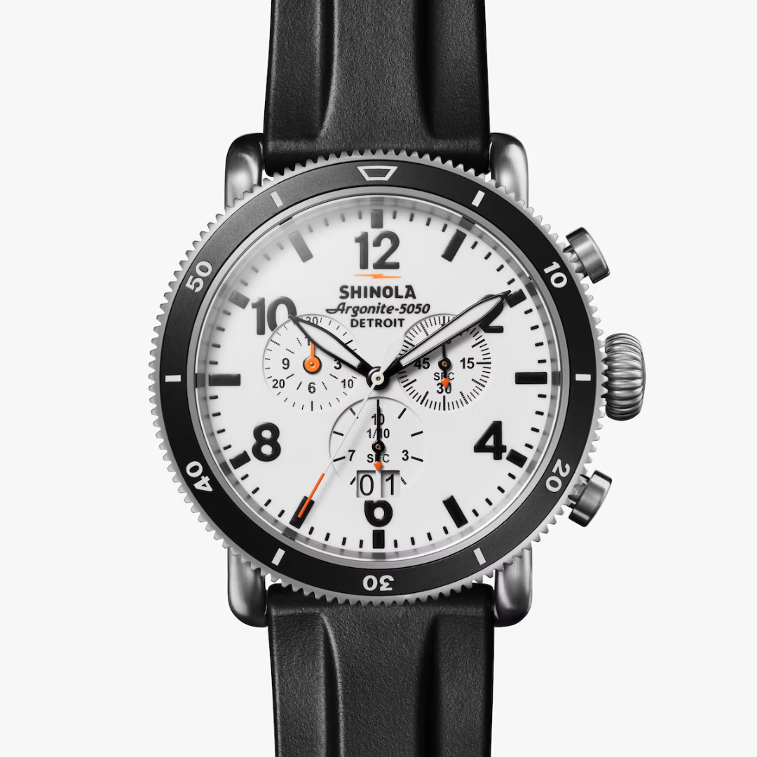 Shinola Men's Watch White Hurricane Chrono 48mm