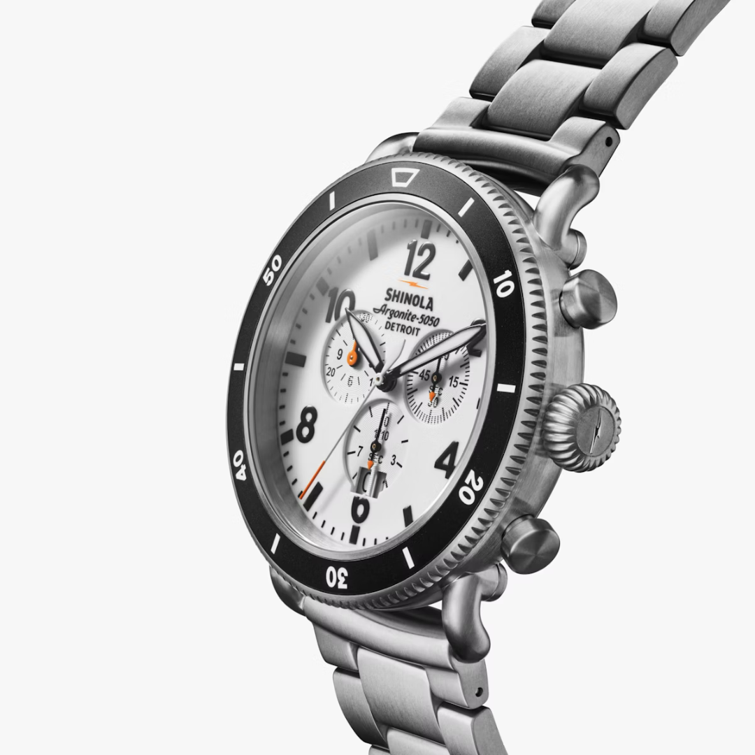 Shinola Men's Watch White Hurricane Chrono 48mm